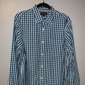 Blue and white button down